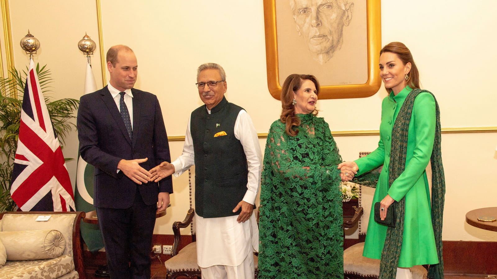 Le prince William, Arif Alvi, Samina Alvi et Kate Middleton