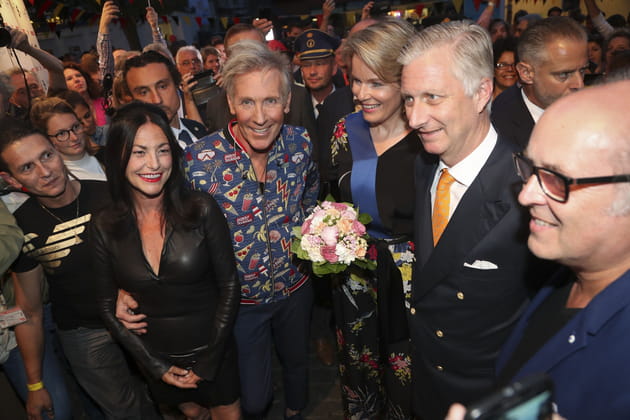 Lio et Plastic Bertrand avec Mathilde et Philippe de Belgique, en juillet 2018