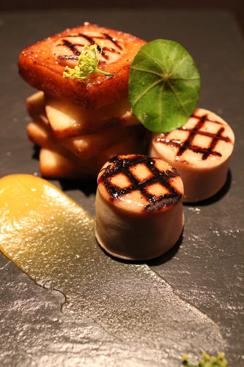 Pommes confites et boudin blanc