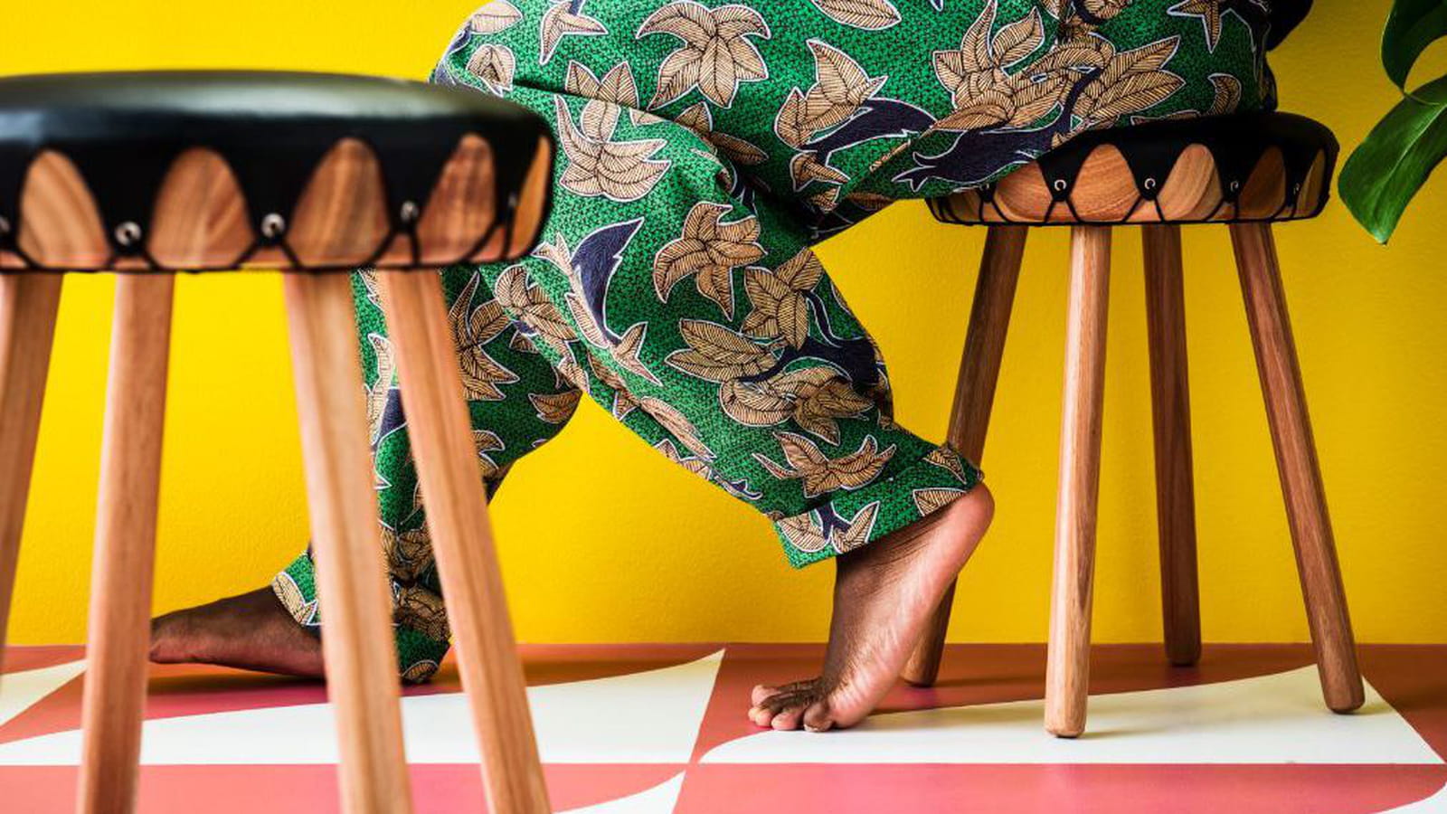 Tabouret en cuir