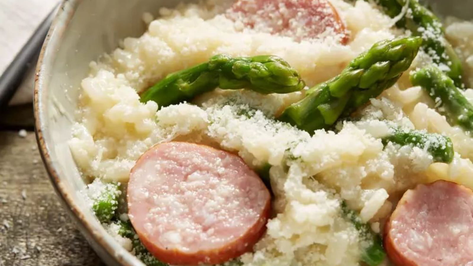 Risotto aux asperges et saucisse de Montbéliard