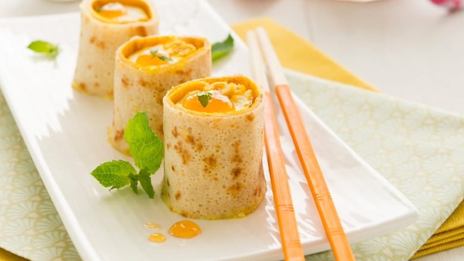 Makis de crêpes à la Confiture Abricots-Pêches