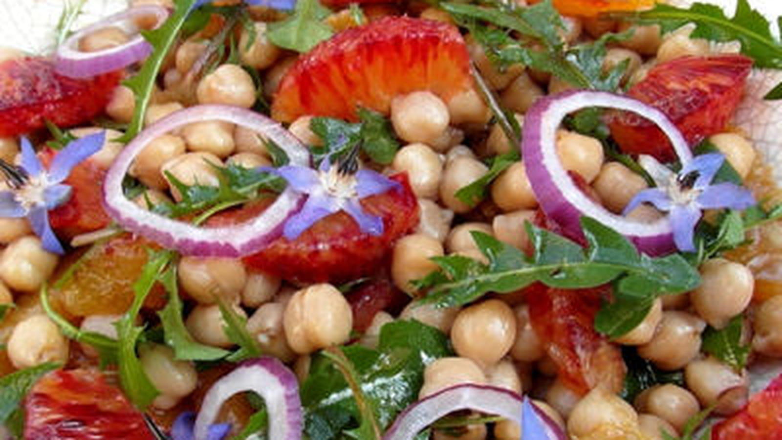 Salade de pois chiche et orange sanguine