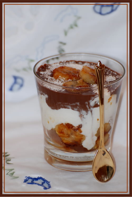 Verrine banane, coco, chocolat
