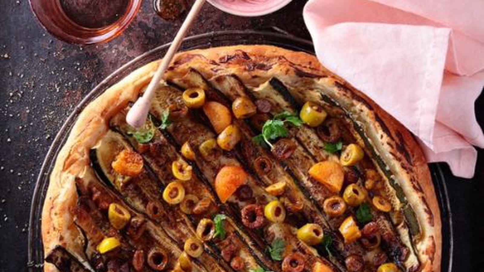 Tarte fine de courgettes aux olives à la Marocaine Tramier
