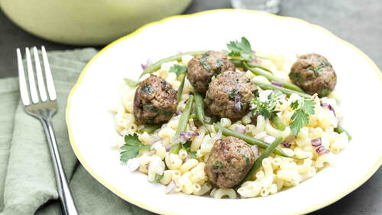 Pastasotto et ses boulettes de boeuf à la moutarde