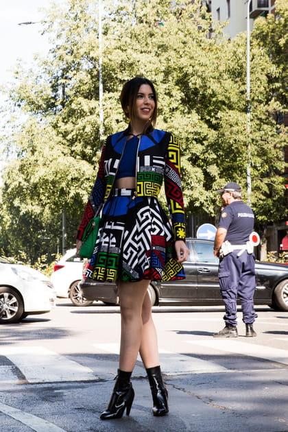 Street style &agrave; Milan : le total look Versace