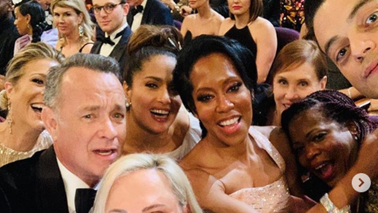 Rita Wilson, Tom Hanks, Salma Hayek, Regina King, Charlize Theron et Rami Malek
