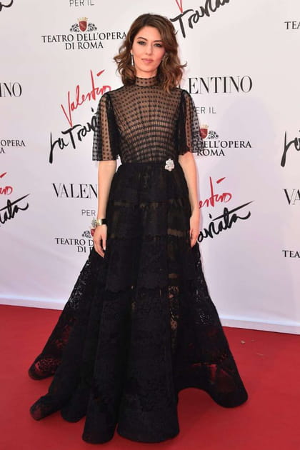 Sofia Coppola en robe longue vaporeuse en dentelle