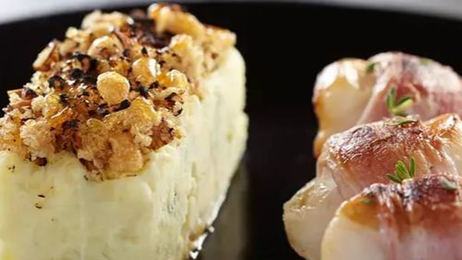 Crumble de Ratte du Touquet et ses brochettes de St-Jacques