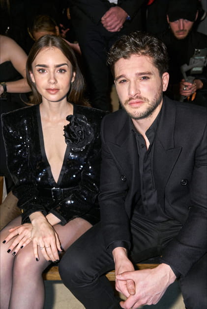 Kit Harington et Lily Collins au d&eacute;fil&eacute; Saint Laurent