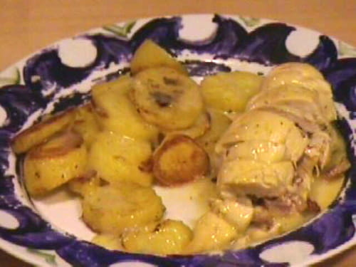 Poulet farci sauce cancoillotte