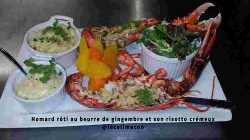 Homard rôti au beurre de gingembre et son risotto crémeux