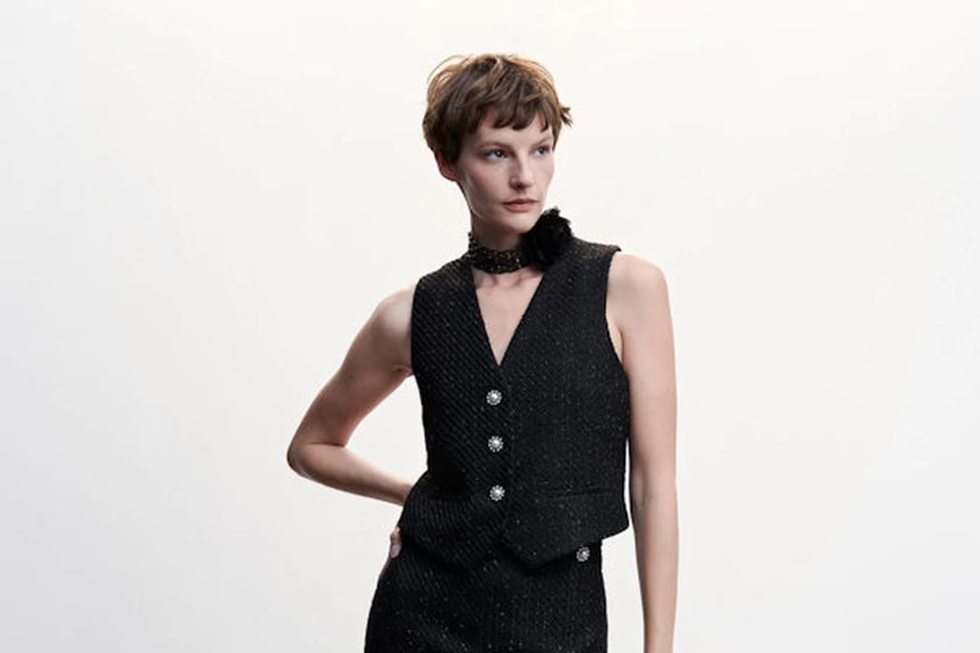 Gilet Boléro Femme En Laine Chiné - Taille L - Fait Main En France - Occasion Parfait état