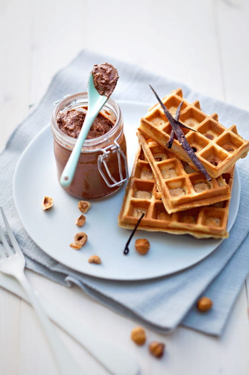 Gaufre à la vanille de Tahiti, pâte à tartiner choco-noisette