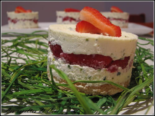 Délice aux fraises et mousse au chocolat blanc