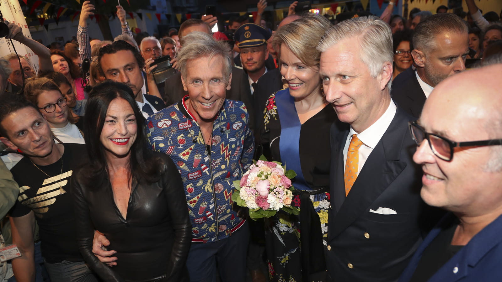 Lio et Plastic Bertrand avec Mathilde et Philippe de Belgique, en juillet 2018