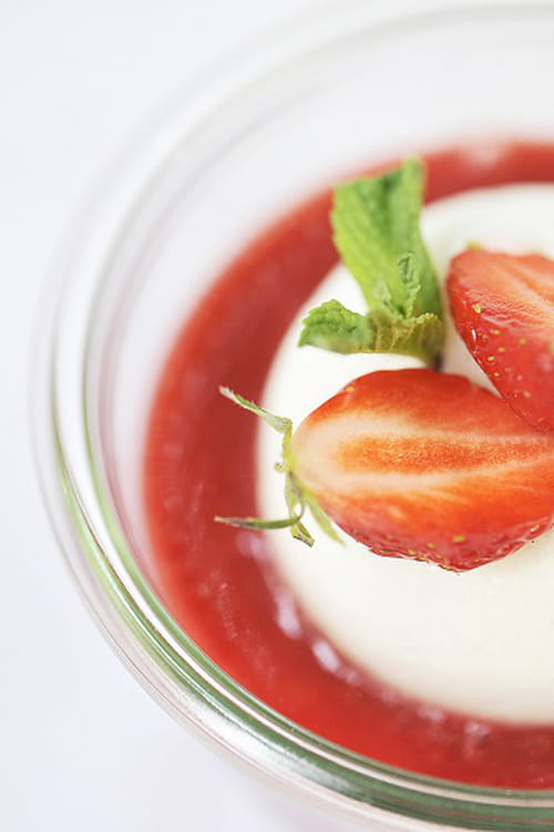 Île flottante fraise menthe