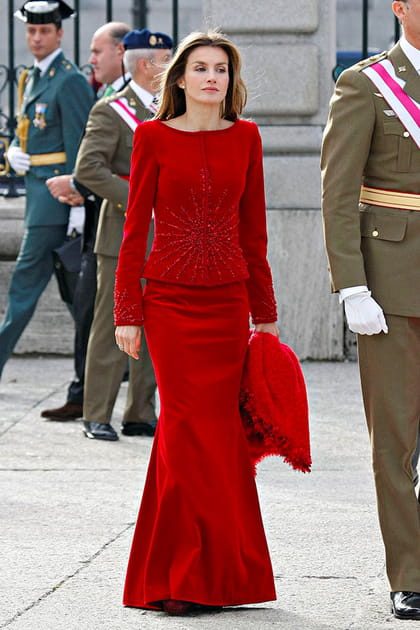 Letizia d'Espagne en ensemble rouge