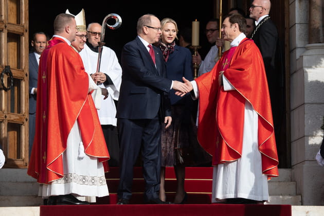 Le prince Albert II et la princesse Charlène de Monaco pendant les cérémonies de la Sainte-Dévote