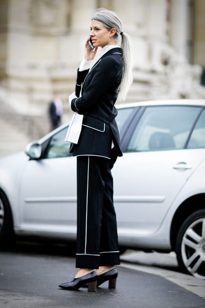 Street style &agrave; Paris : le tailleurs graphique
