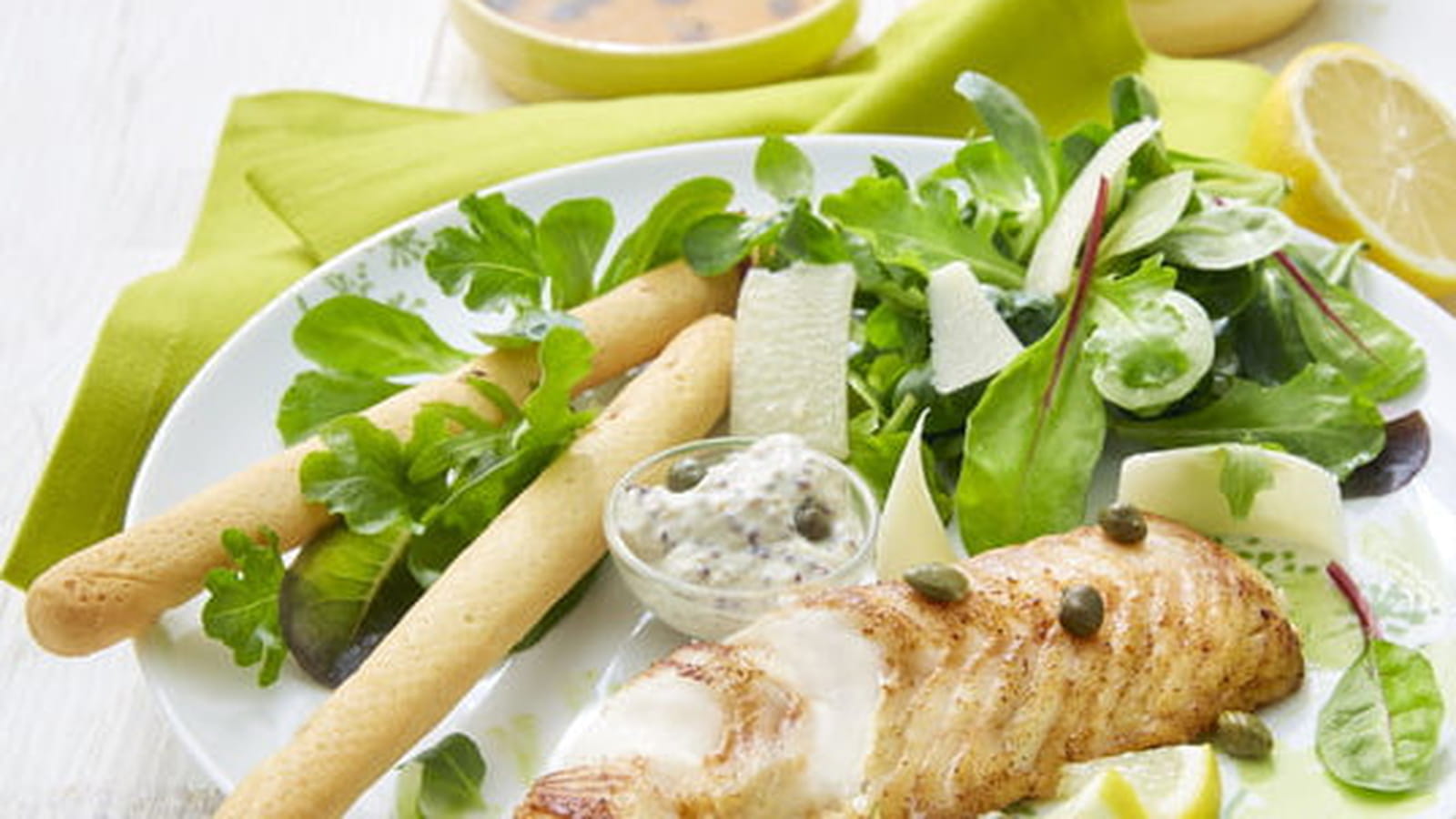 Dos de cabillaud façon salade Caesar