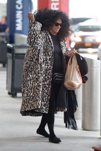 Diana Ross en manteau léopard