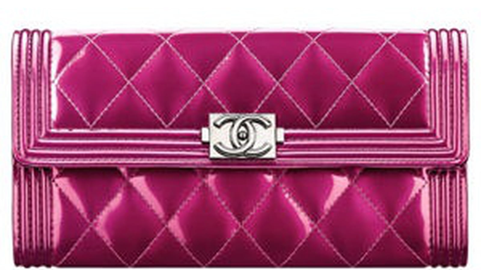 Portefeuille «Boy» matelassé en cuir verni de Chanel