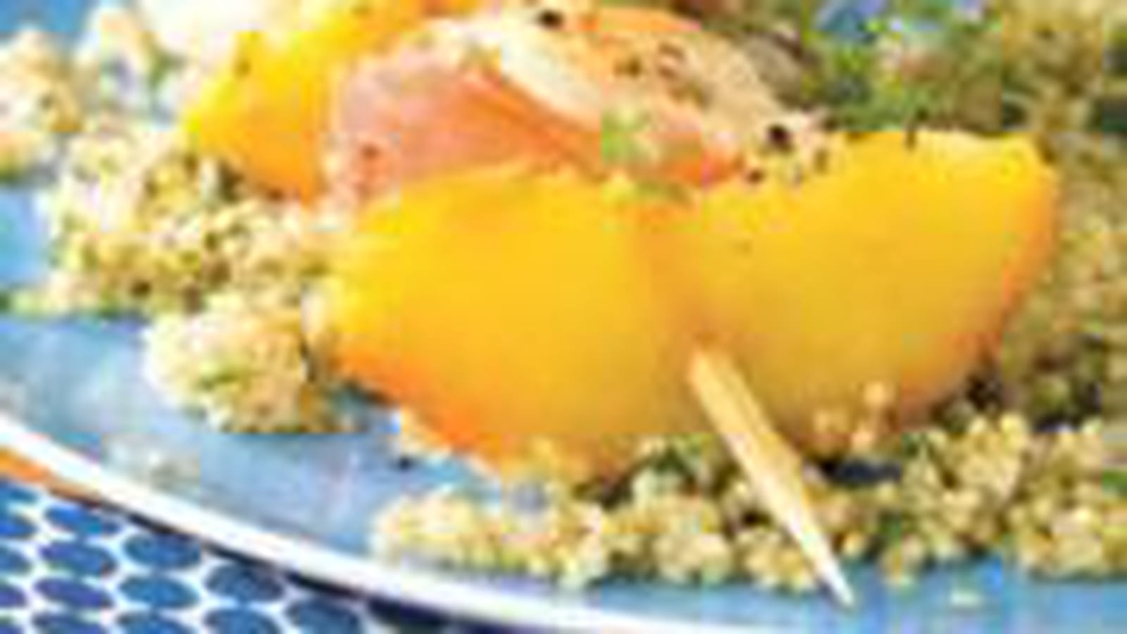 Brochettes de lotte pêches et thym