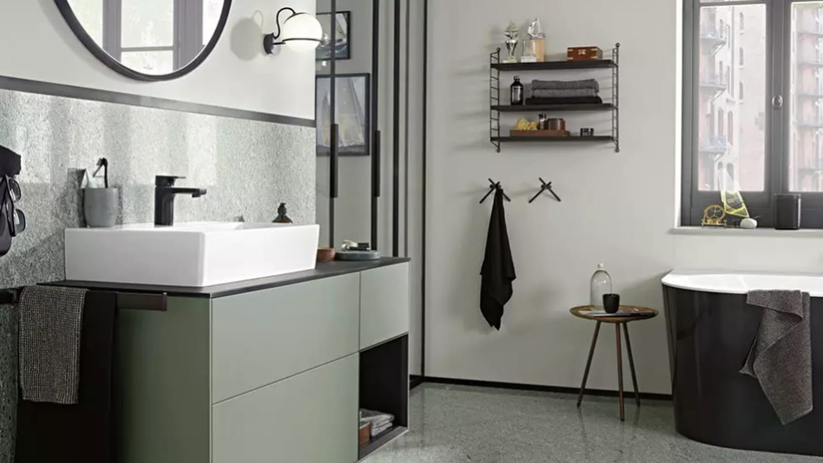 Salle de bains kaki