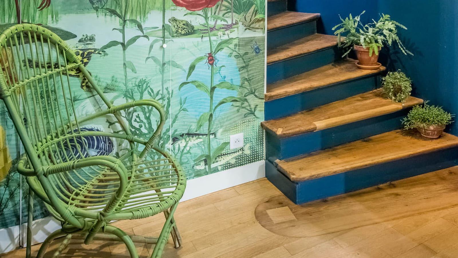 Fauteuil en rotin vert 