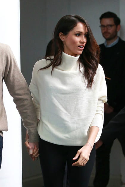 Meghan Markle en col roul&eacute; blanc