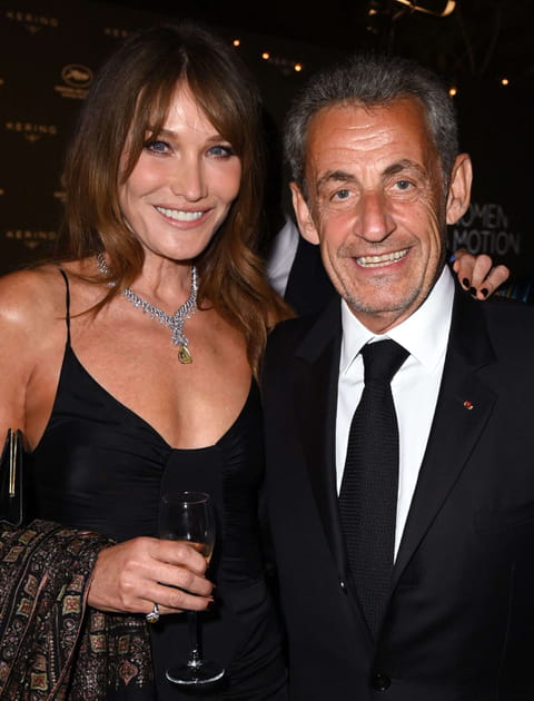 Carla Bruni-Sarkozy et Nicolas Sarkozy, au d&icirc;ner "Women in Motion" de Kering, le 22&nbsp;mai