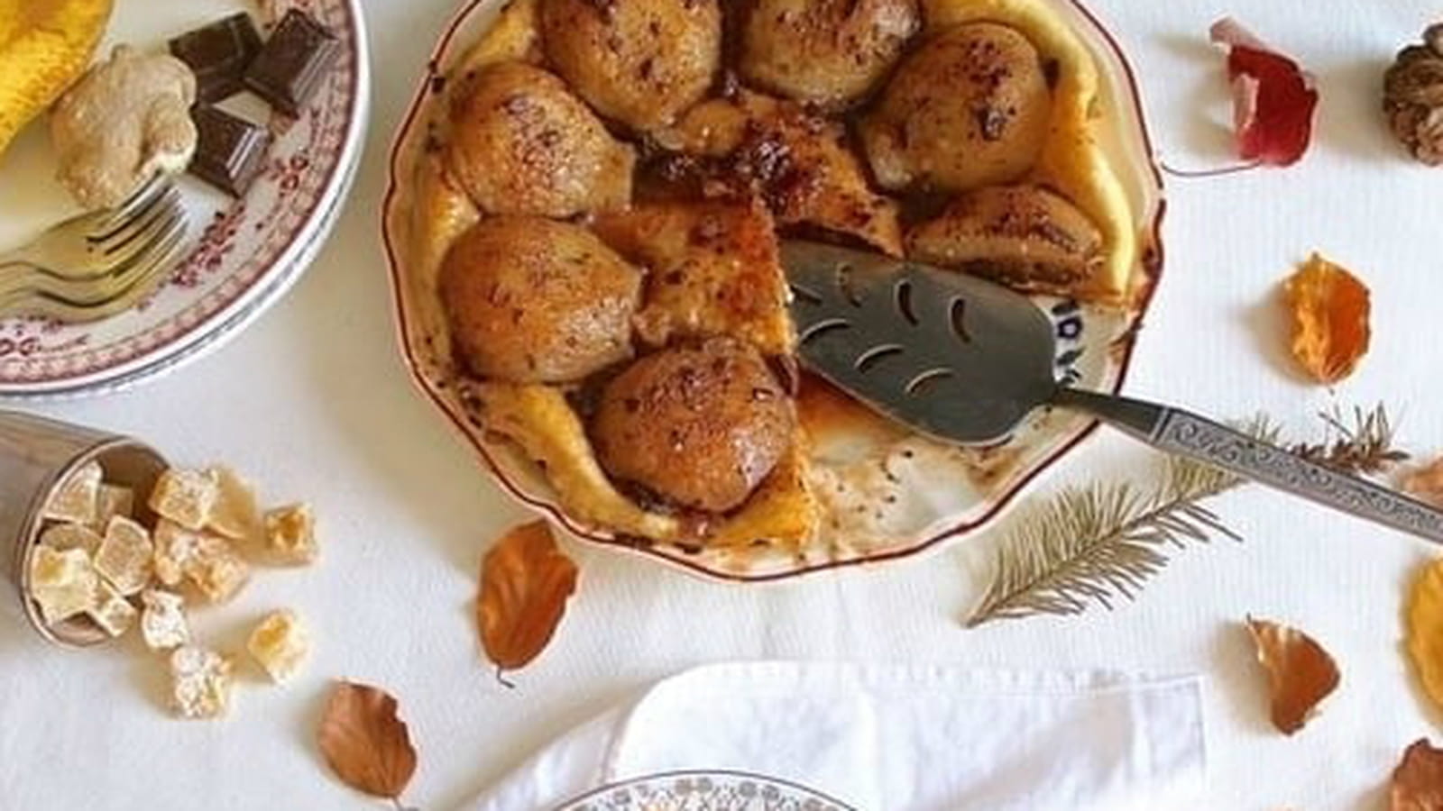 Tatin aux poires, chocolat et gingembre 