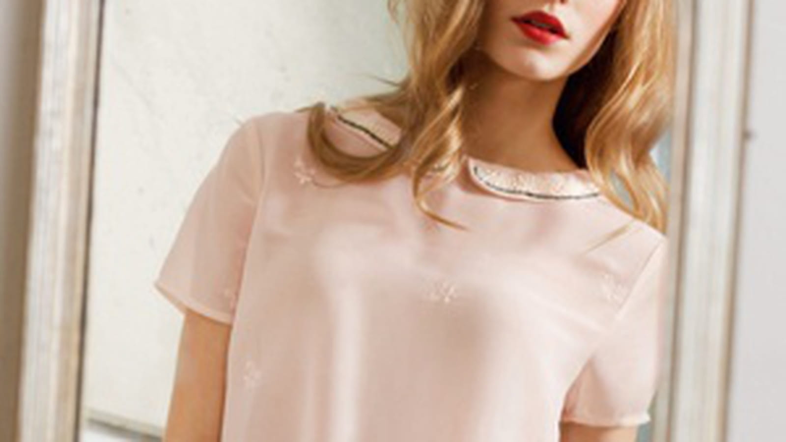 Blouse rose à col perlé de La Redoute