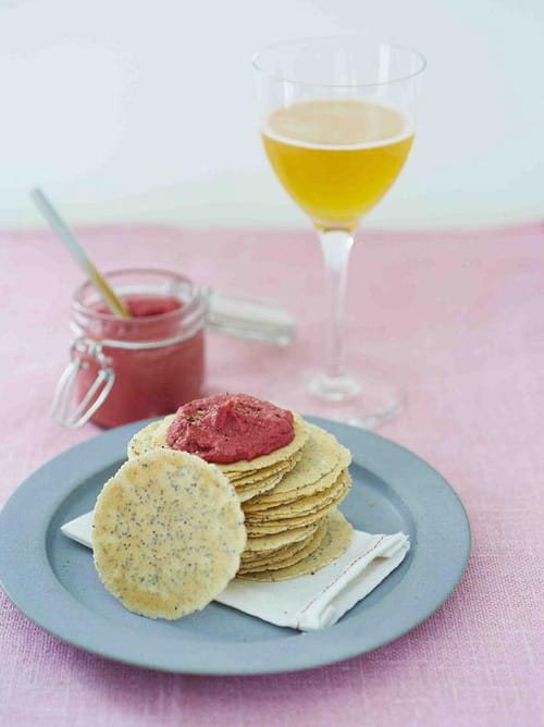 Water crackers aux graines et Houmous de betterave