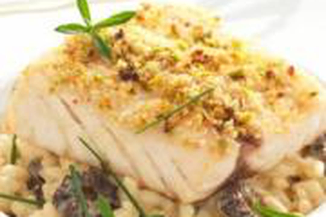 Filet de maigre, risotto aux morilles