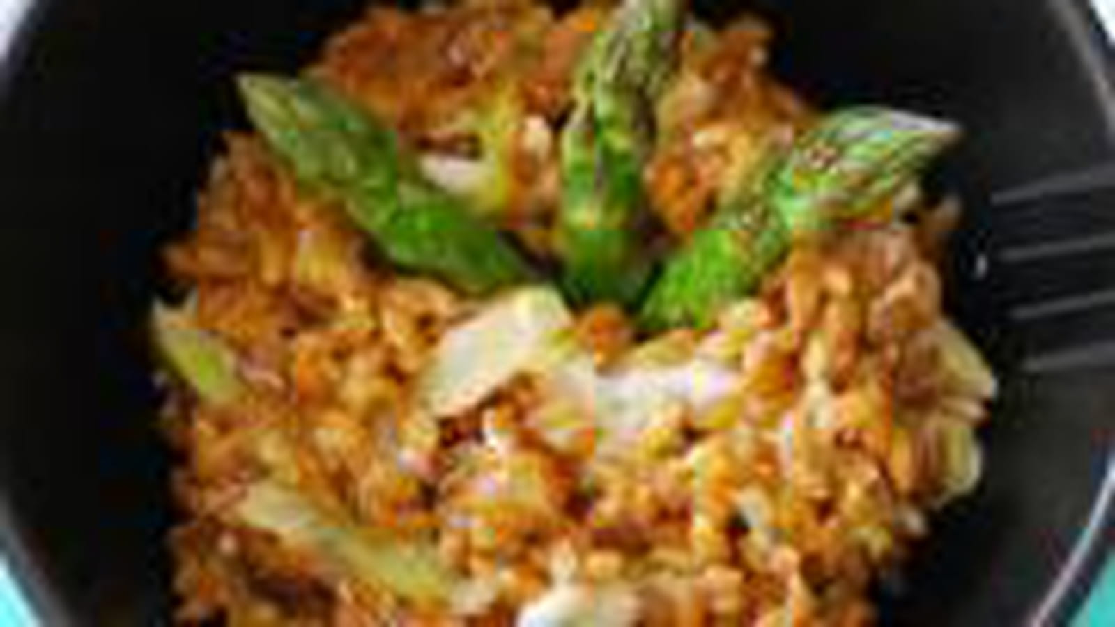 Petit épeautre en risotto aux asperges et gorgonzola