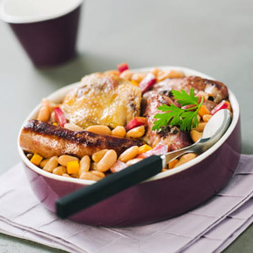 Cassoulet à l'agneau, carotte et chapelure