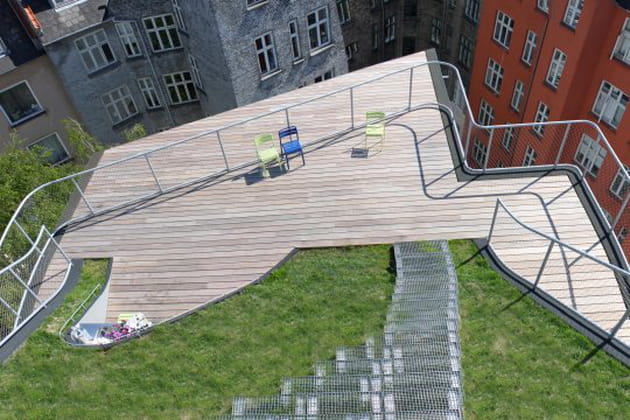 Un jardin sur le toit d'un immeuble à Copenhague