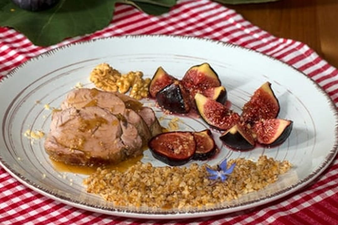 Filet mignon de porc au miel et aux figues confites