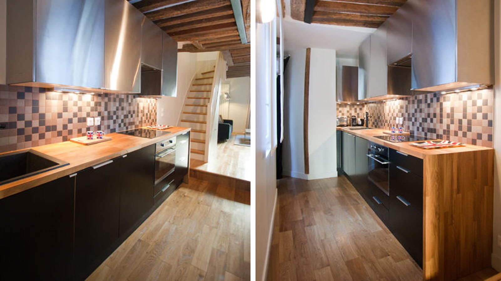 Déco cuisine noir et bois