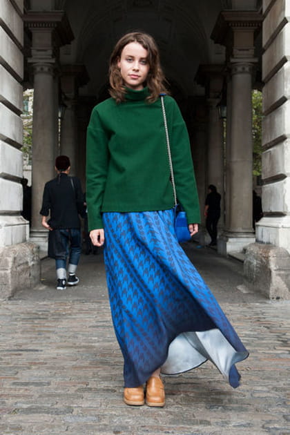 Street looks fashion week Londres : pied-de-poule