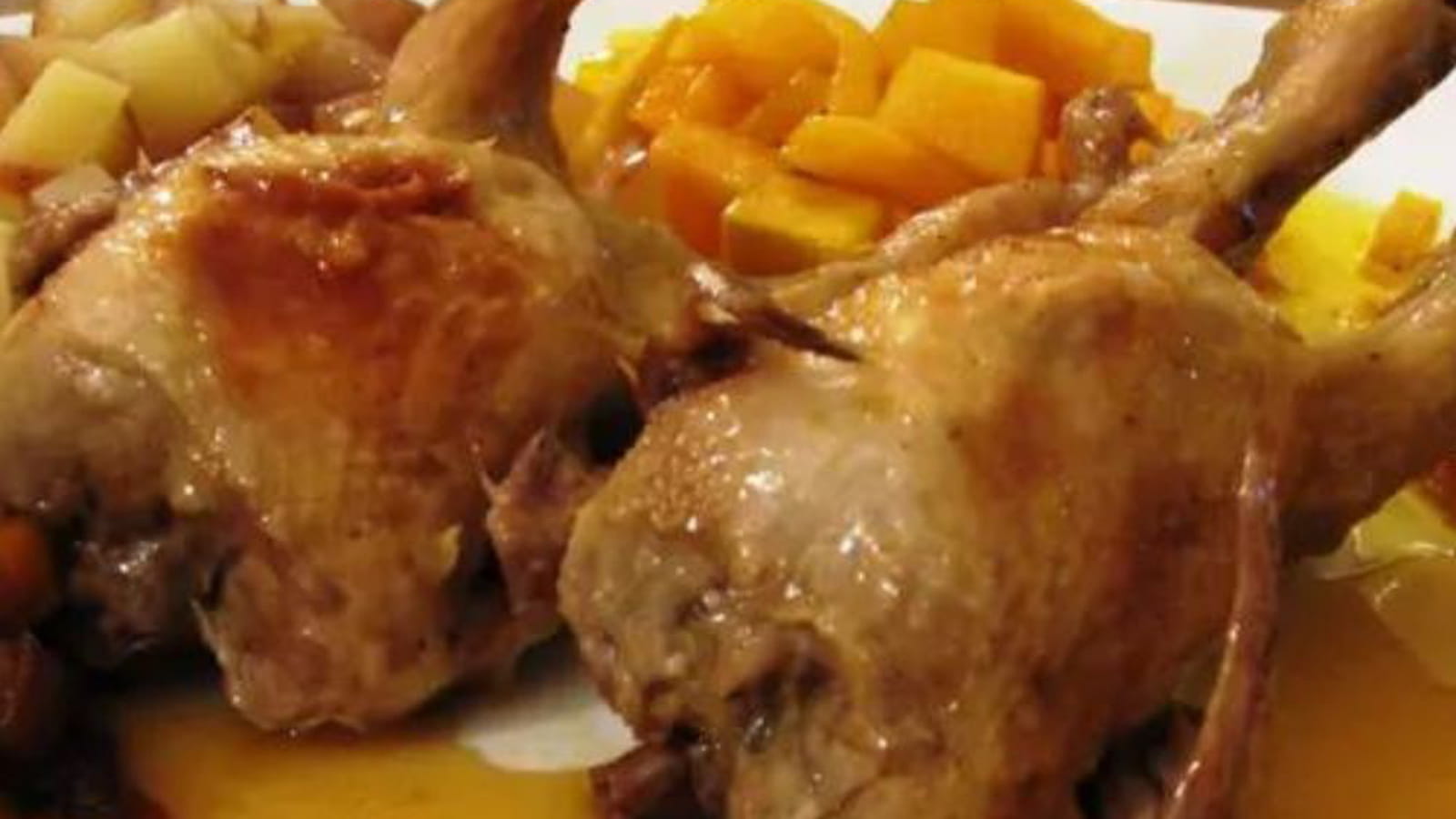 Cailles aux kakis à la sauce aux mandarines