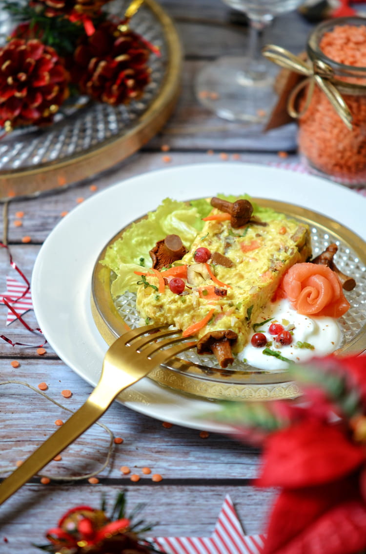 Recette de Terrine de lentilles corail aux saumon fumé, girolles et