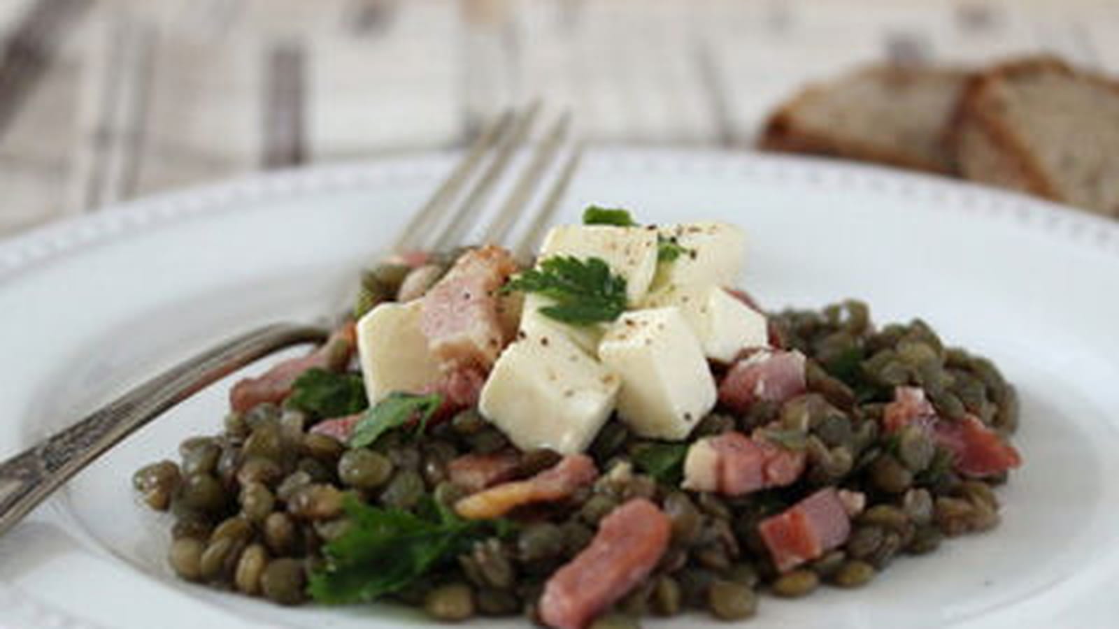 Salade de lentilles La vache qui rit  
