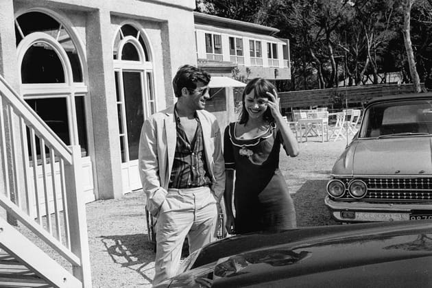 Jean-Paul Belmondo et Anna Karina, sur le tournage de "Pierrot le fou"