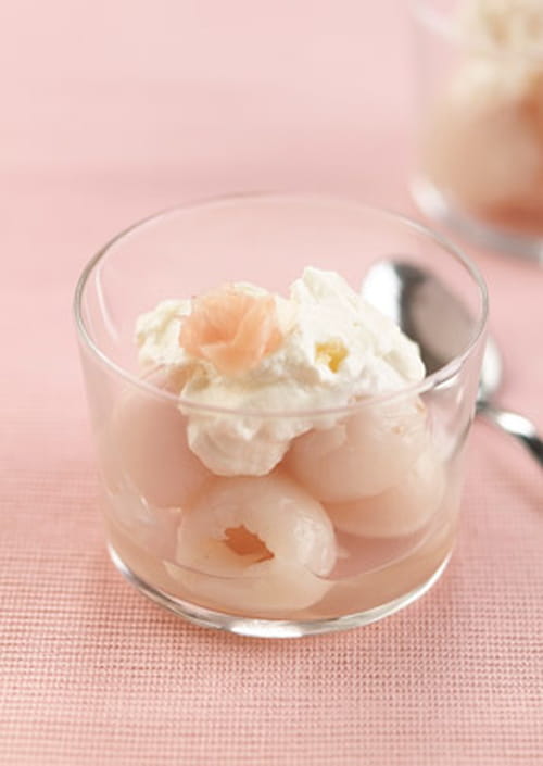 Litchis à la mousse de gingembre