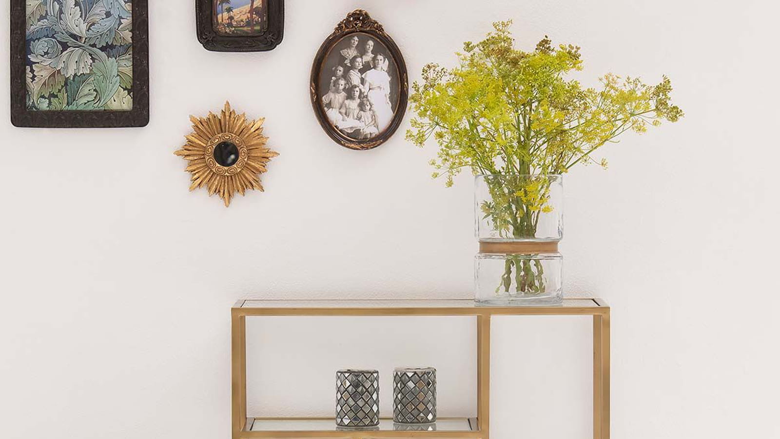 Console en verre et laiton