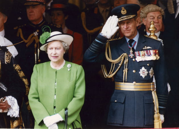 Elizabeth II et Philip à la parade de la victoire, en 1991
